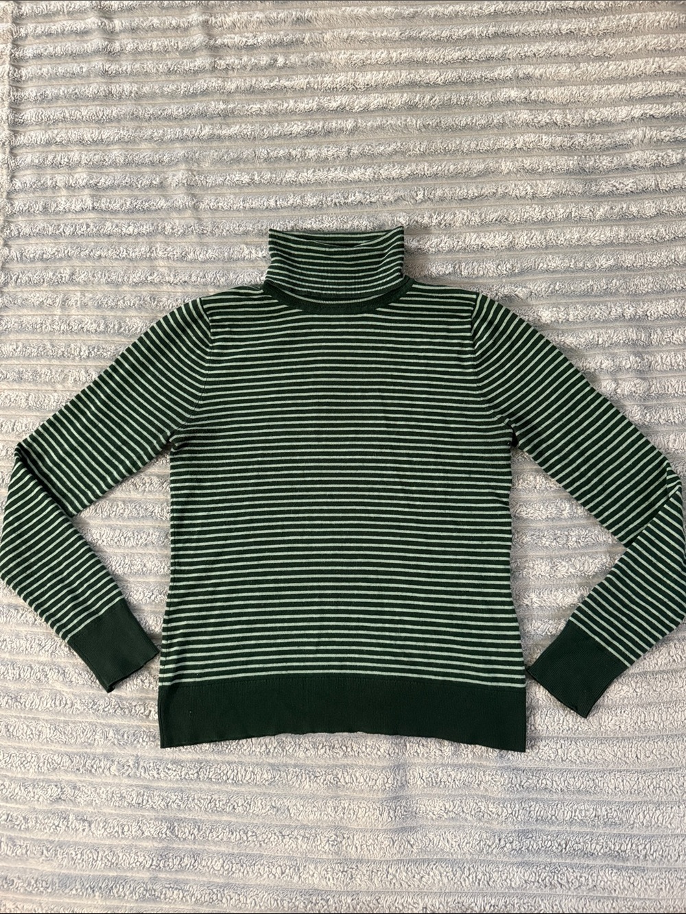 twik Simons Forest Green Striped Turtleneck Sweater
